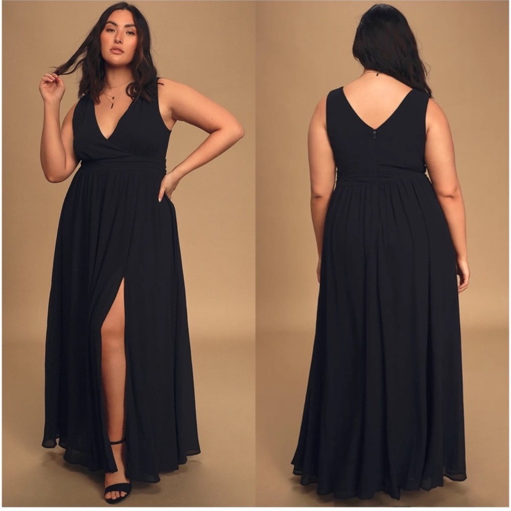 Lulus Thoughts of Hue Black Surplice Maxi Dress